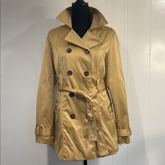 Fashion Nova Trench Coat Warming My Heart Faux Fur Lined Fleece Khaki Tan Large - Picture 9 of 15